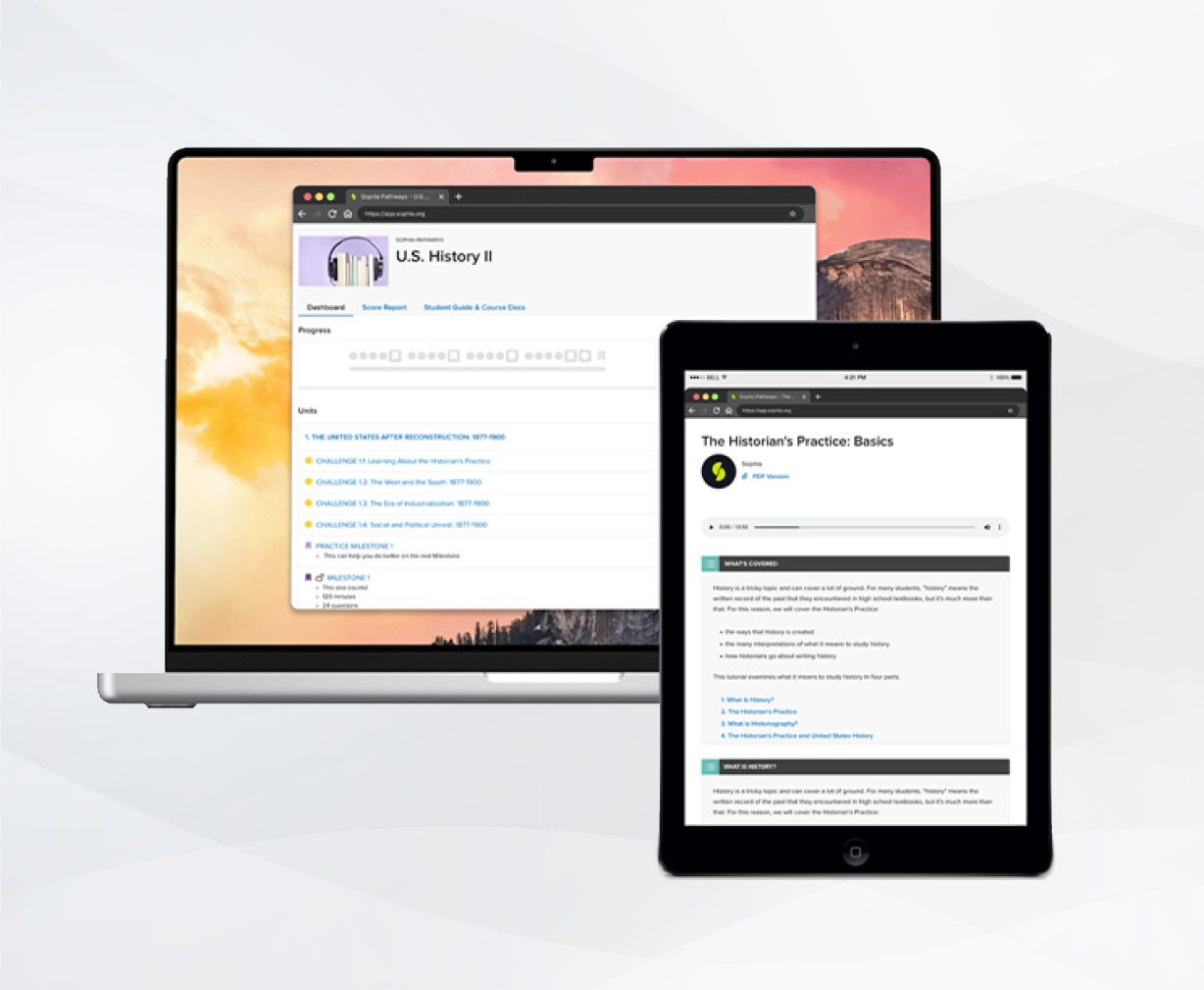 different devices, a desktop and tablet