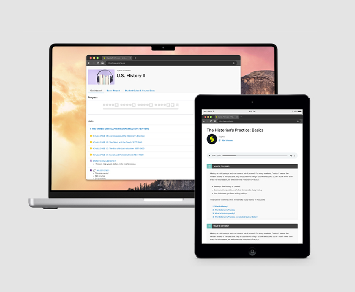 different devices, a desktop and tablet